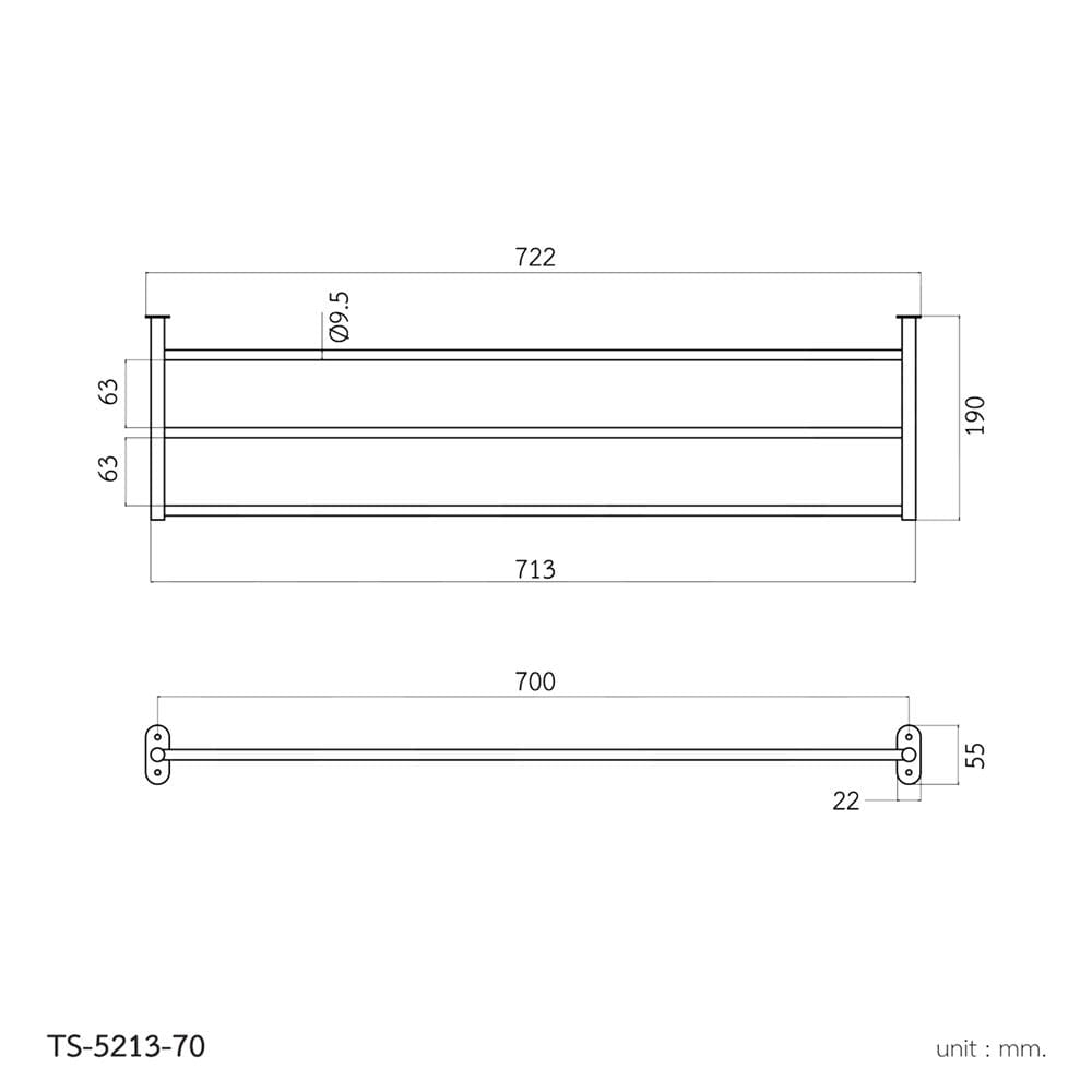 ชั้นวางพร้อมราว WS TS-5213-70 สเตนเลส