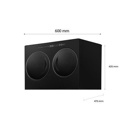 เครื่องซักอบผ้าฝาหน้ามินิ 2 ถัง HISENSE WM020U305DBA 2/1 กก. 1400RPM อินเวอร์เตอร์ สีดำ_5