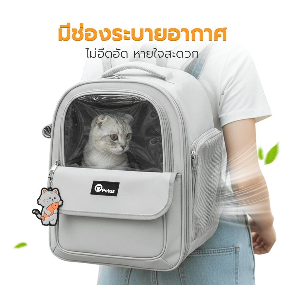 กระเป๋าสัตว์เลี้ยง PETUS 9529 สีเทา