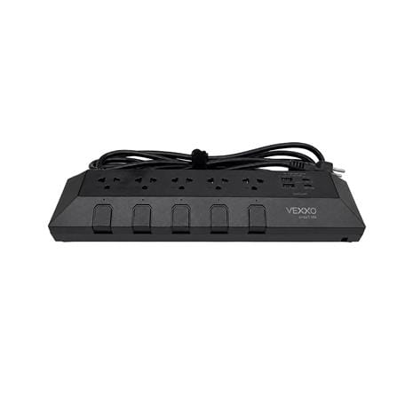 รางปลั๊กไฟ 5 ช่อง 5 สวิตซ์ 2 USB-A 2 USB-C VEXXO STUDIO POWER STRIP MINI 3 ม. สีดำ_0