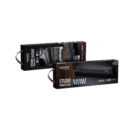 รางปลั๊กไฟ 5 ช่อง 5 สวิตซ์ 2 USB-A 2 USB-C VEXXO STUDIO POWER STRIP MINI 3 ม. สีดำ_2