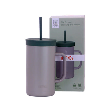 กระติกสุญญากาศ 1 ลิตร THERMOS TTONE สีเทา/เขียว_5