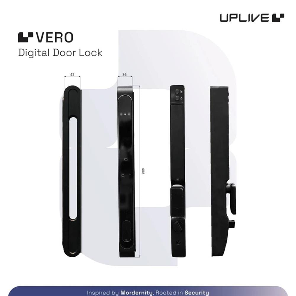 กลอนดิจิตอล ประตูบานเปิด-ปิด UPLIVE J6 VERO สีดำ