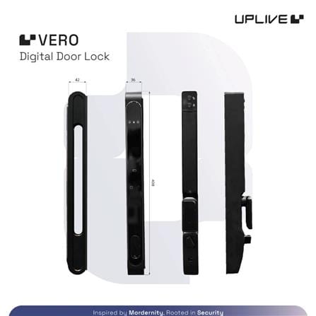 กลอนดิจิตอล ประตูบานเปิด-ปิด UPLIVE J6 VERO สีดำ_4