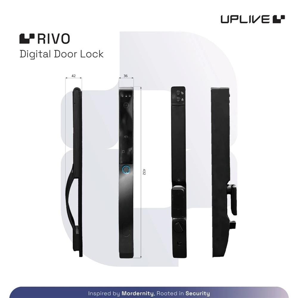 กลอนดิจิตอล ประตูบานเปิด-ปิด UPLIVE J1 RIVO สีดำ