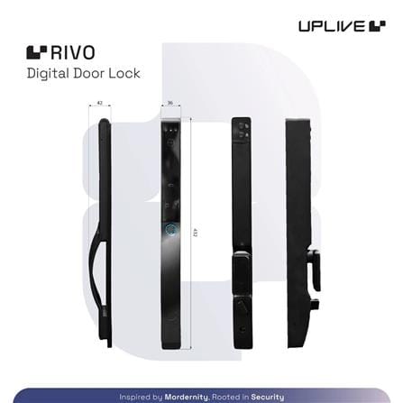 กลอนดิจิตอล ประตูบานเปิด-ปิด UPLIVE J1 RIVO สีดำ_5