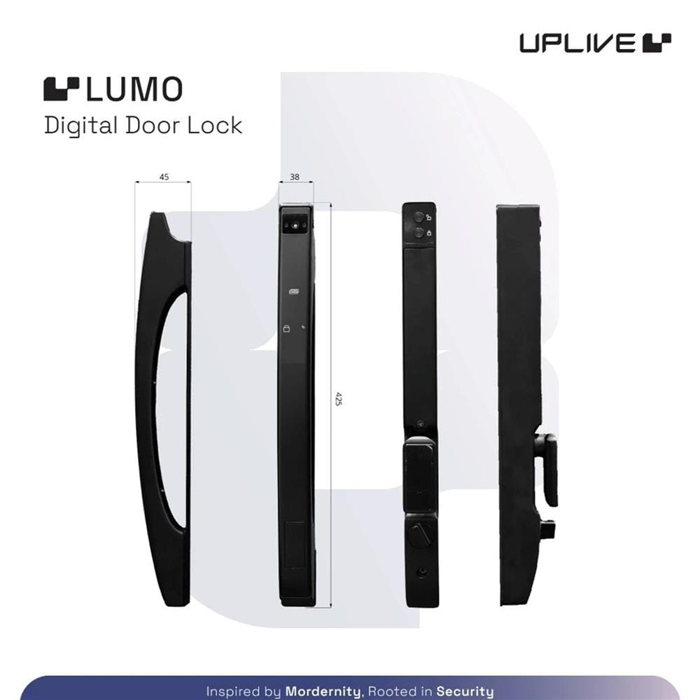 กลอนดิจิตอล ประตูบานเปิด-ปิด UPLIVE J3 LUMO สีดำ