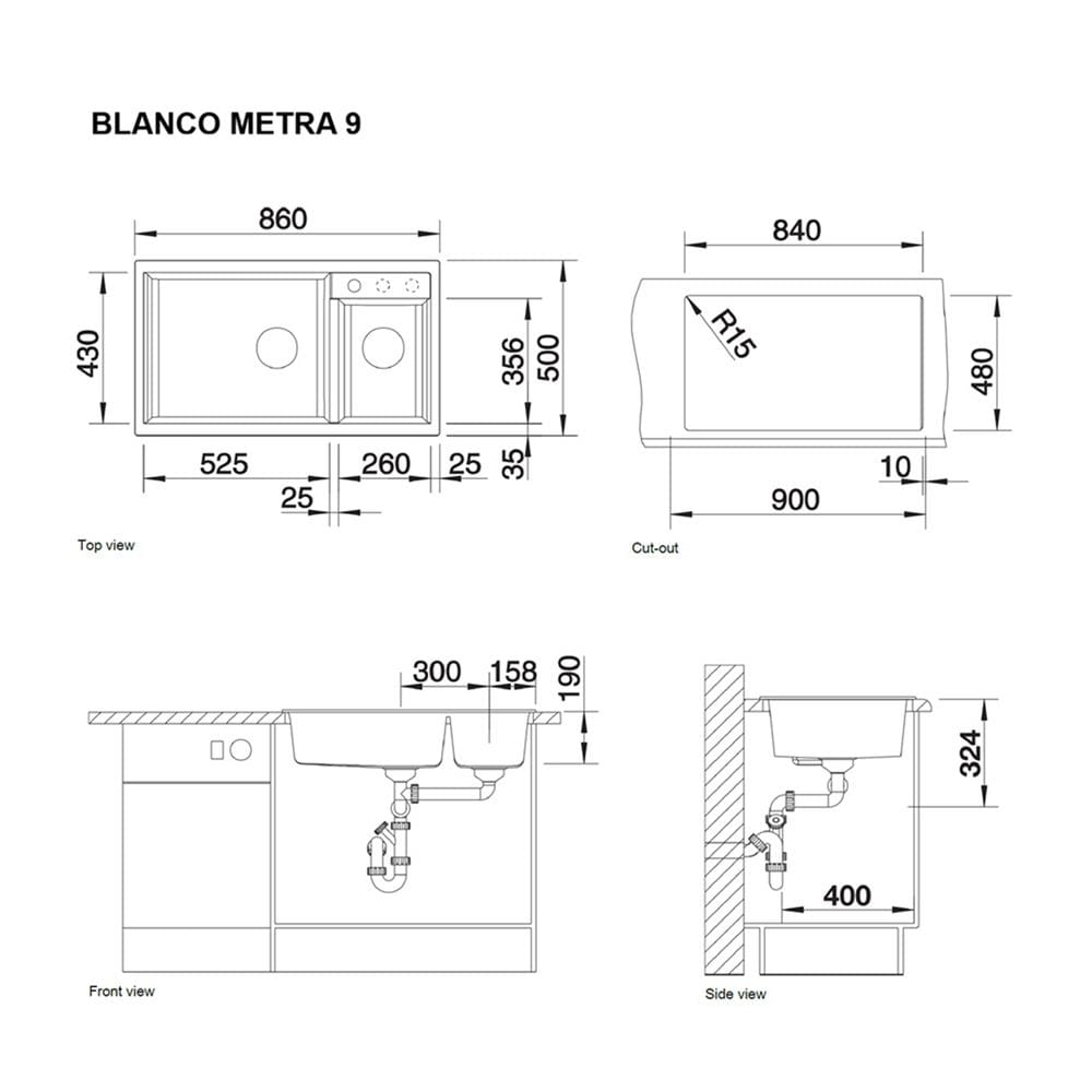 ซิงค์ฝัง 2 หลุม BLANCO 495.39.576 สีเทา