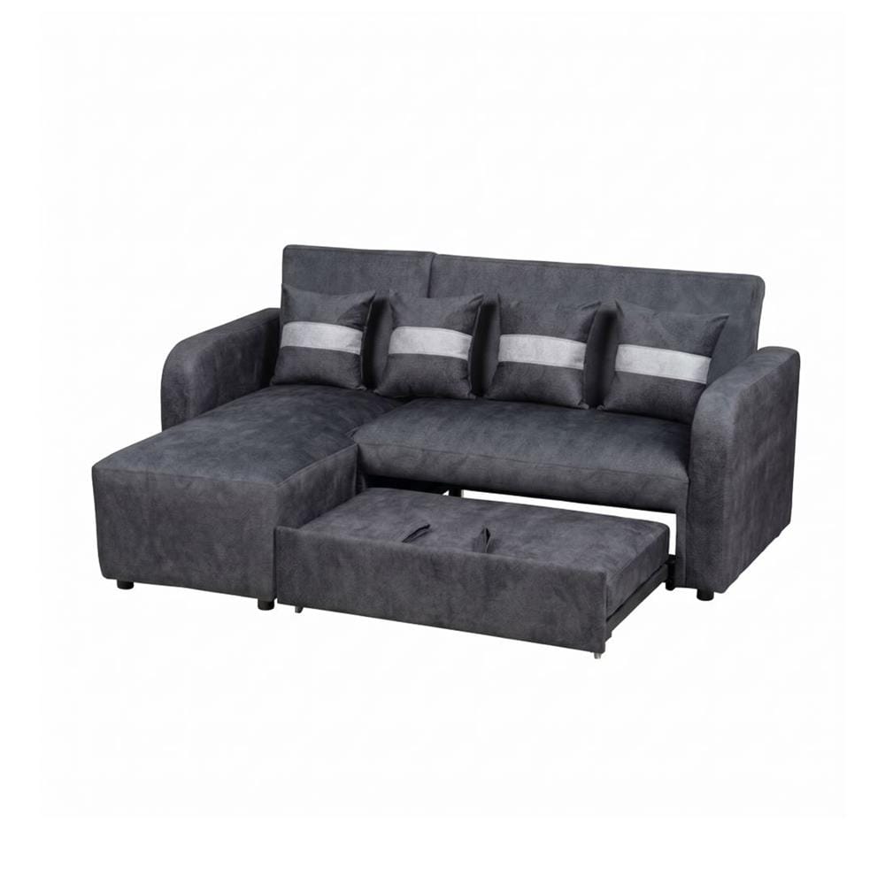 โซฟาเข้ามุมซ้าย AS FURNITURE HAZEL สีเทาเข้ม