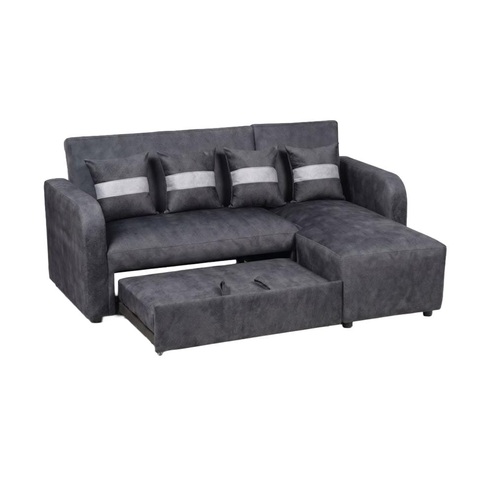โซฟาเข้ามุมขวา AS FURNITURE HAZEL สีเทาเข้ม