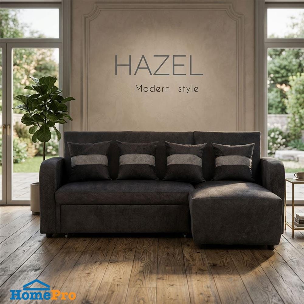 โซฟาเข้ามุมขวา AS FURNITURE HAZEL สีเทาเข้ม