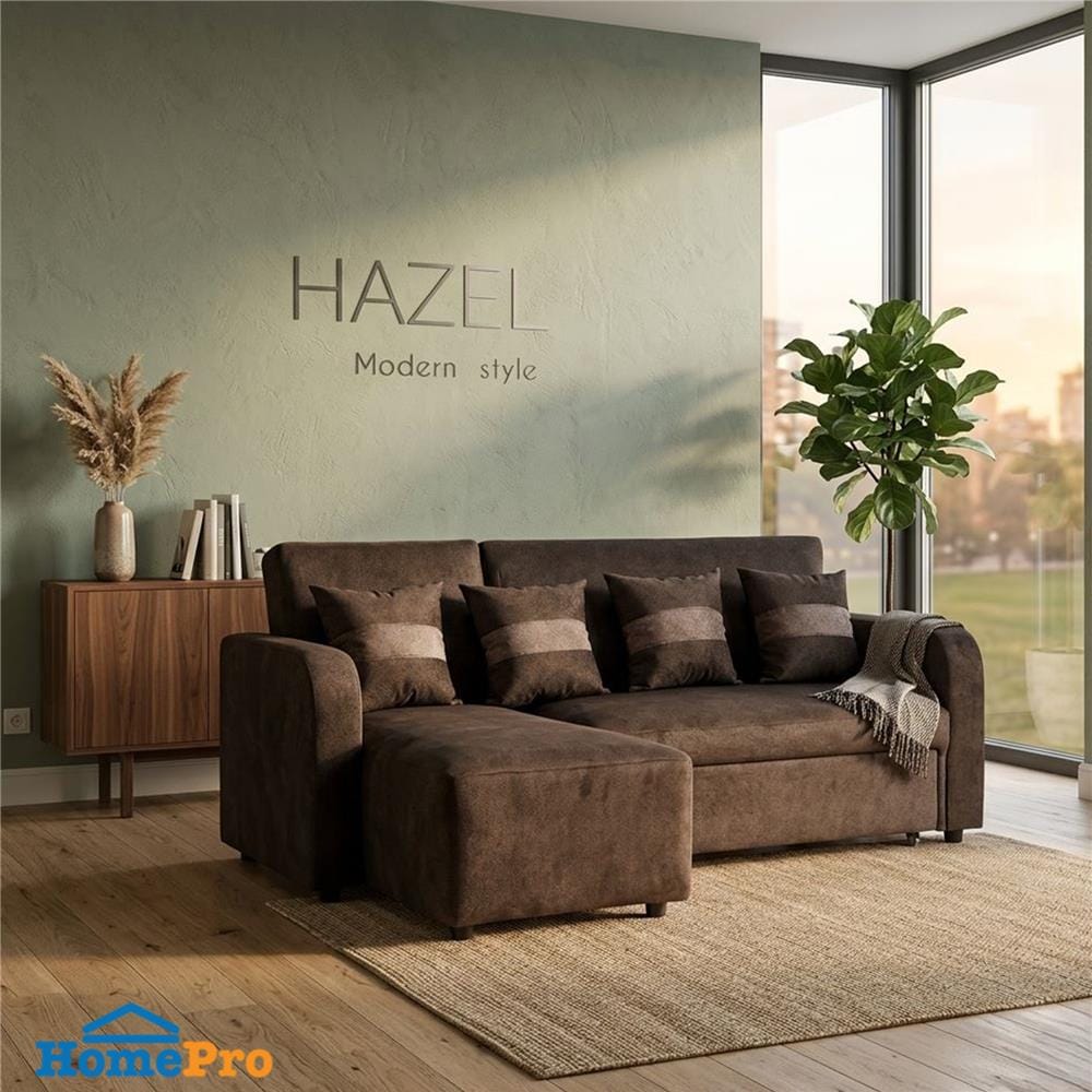 โซฟาเข้ามุมซ้าย AS FURNITURE HAZEL สีน้ำตาลเข้ม