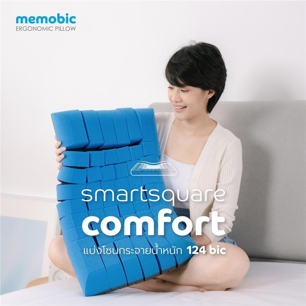 หมอนสุขภาพ PU FOAM LOTUS MEMOBIC ERGONOMIC สี BROWN/SKY