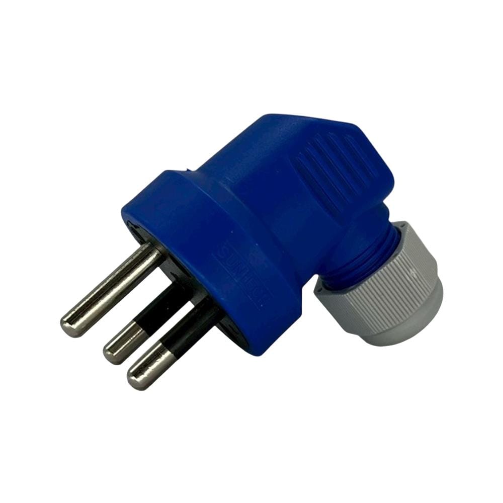 ปลั๊กตัวผู้หัวงอ 3 ขากลม SUNTECH TL2316-B สีฟ้า