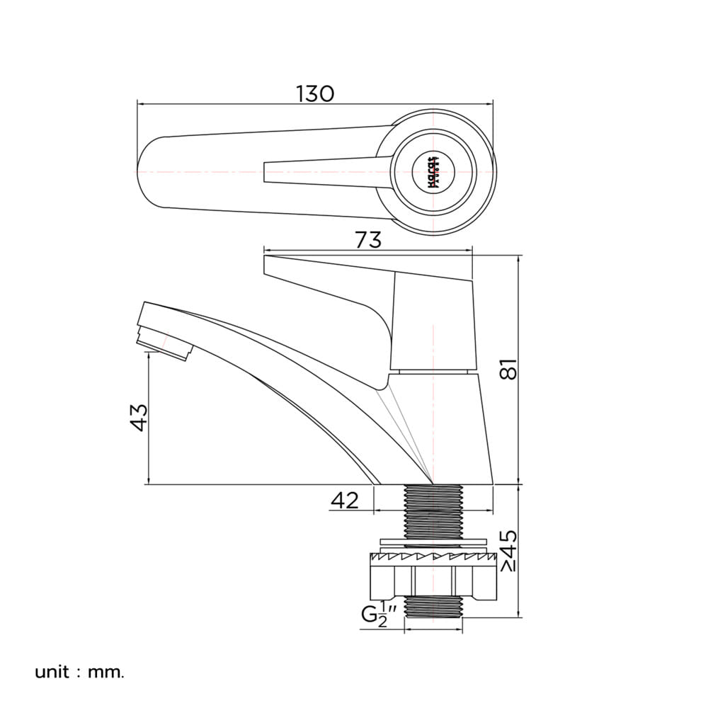 ก๊อกอ่างล้างหน้าเดี่ยวคาน์เตอร์ KARAT FAUCET KF-80-100-50
