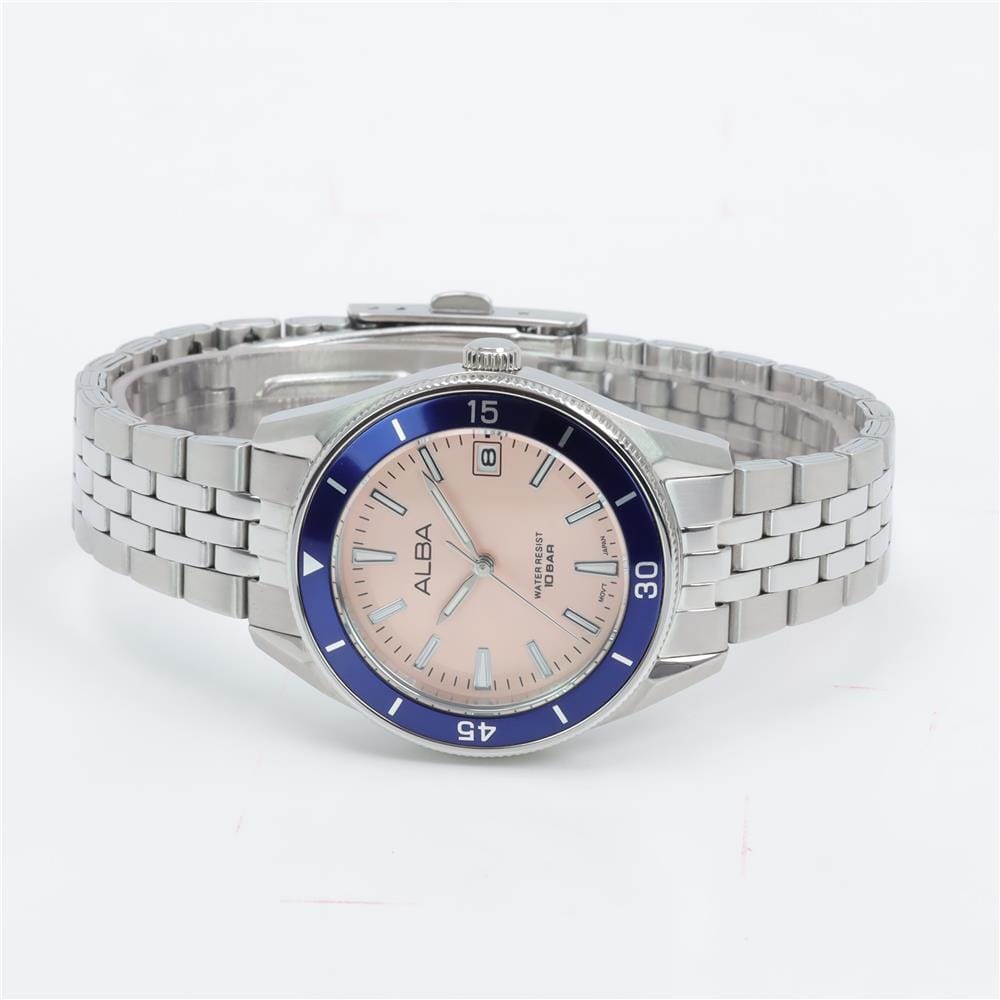 นาฬิกาข้อมือผู้ชาย ALBA รุ่น AG8Q23X ขนาด 34 มม. สีชมพู