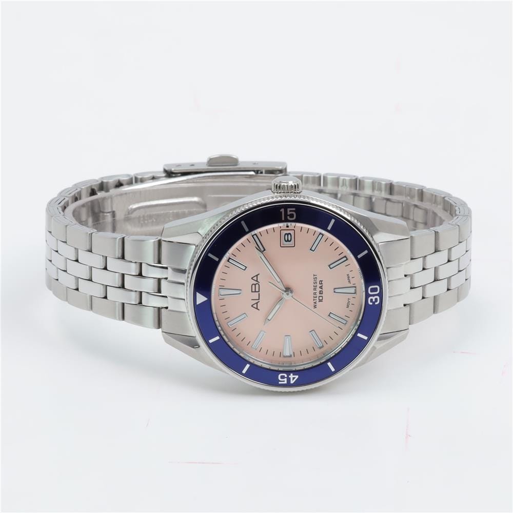 นาฬิกาข้อมือผู้ชาย ALBA รุ่น AG8Q23X ขนาด 34 มม. สีชมพู