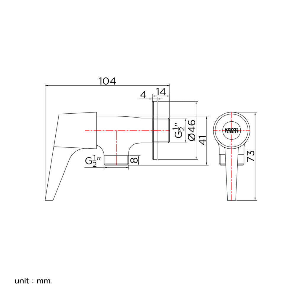 วาล์วฝักบัว 1 ทาง KARAT FAUCET KF-80-470-50 สีโครม