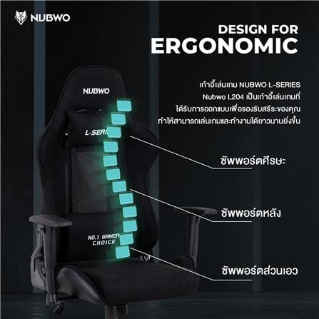 เก้าอี้เกมมิ่ง NUBWO L204 สีครีม_6