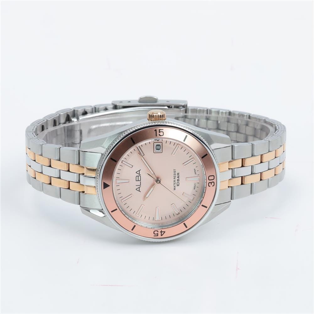 นาฬิกาข้อมือผู้หญิง ALBA รุ่น AG8Q13X ขนาด 34 มม. สีชมพู