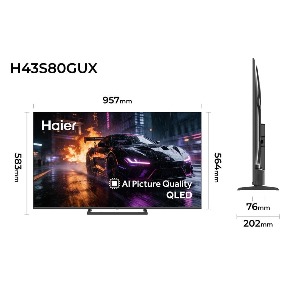 ทีวีคิวแอลอีดี 43 นิ้ว HAIER (4K, QLED, GOOGLE TV) H43S80GUX