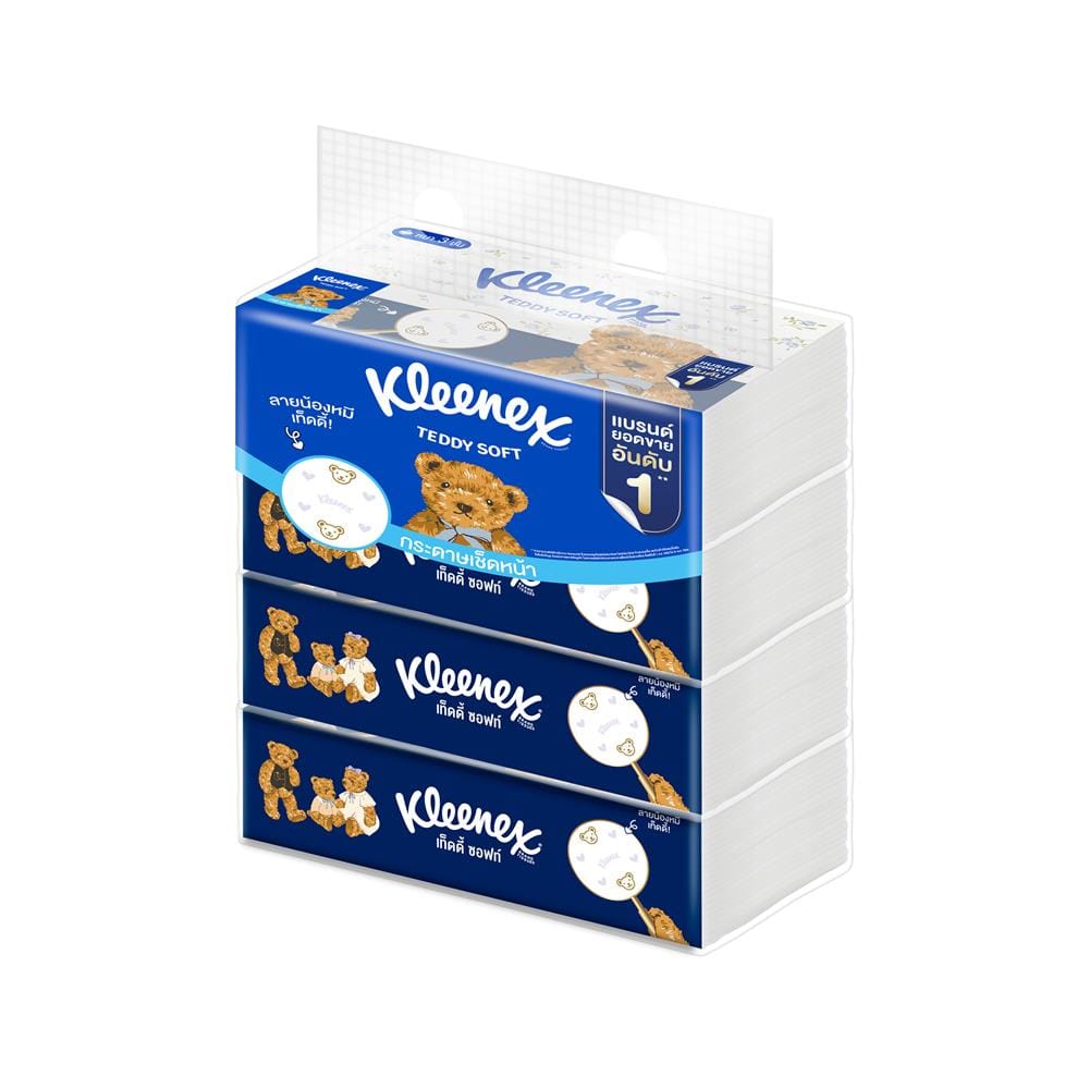 กระดาษเช็ดหน้า KLEENEX TEDDY SOFT 100 แผ่น (แพ็ก 4 ชิ้น)