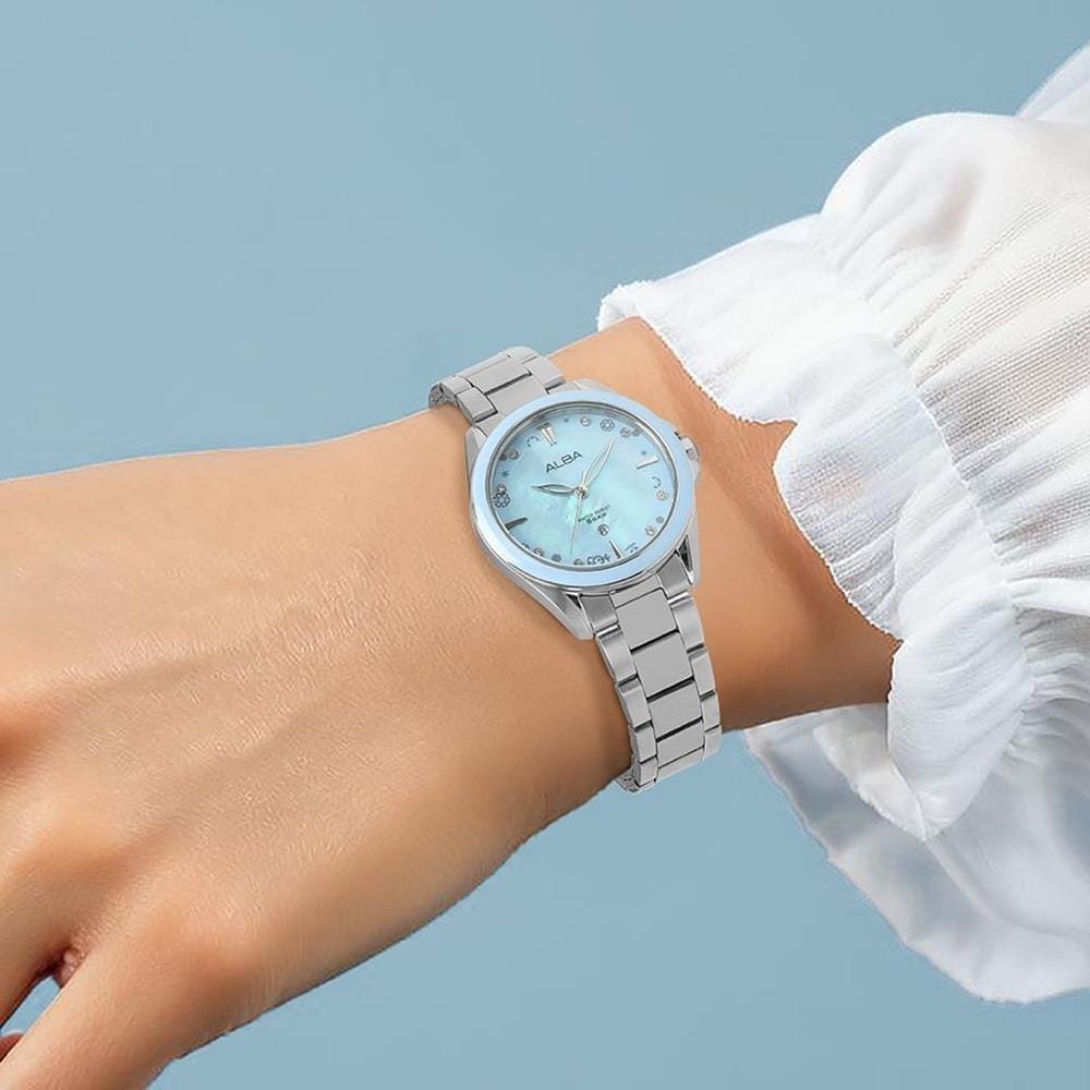 นาฬิกาข้อมือผู้หญิง ALBA AH7DV9X สี SILVER/LIGHT BLUE