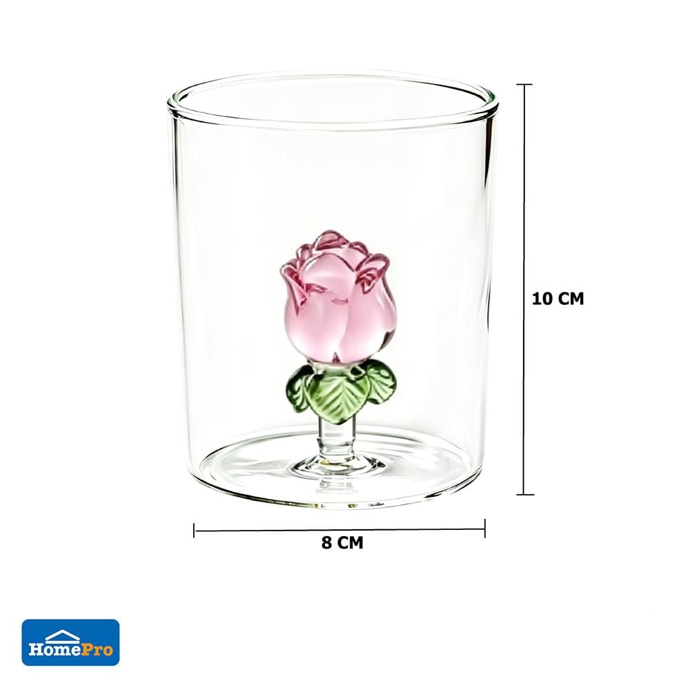 แก้วน้ำ HOMEPRO ลายดอกกุหลาบ 400 มล.