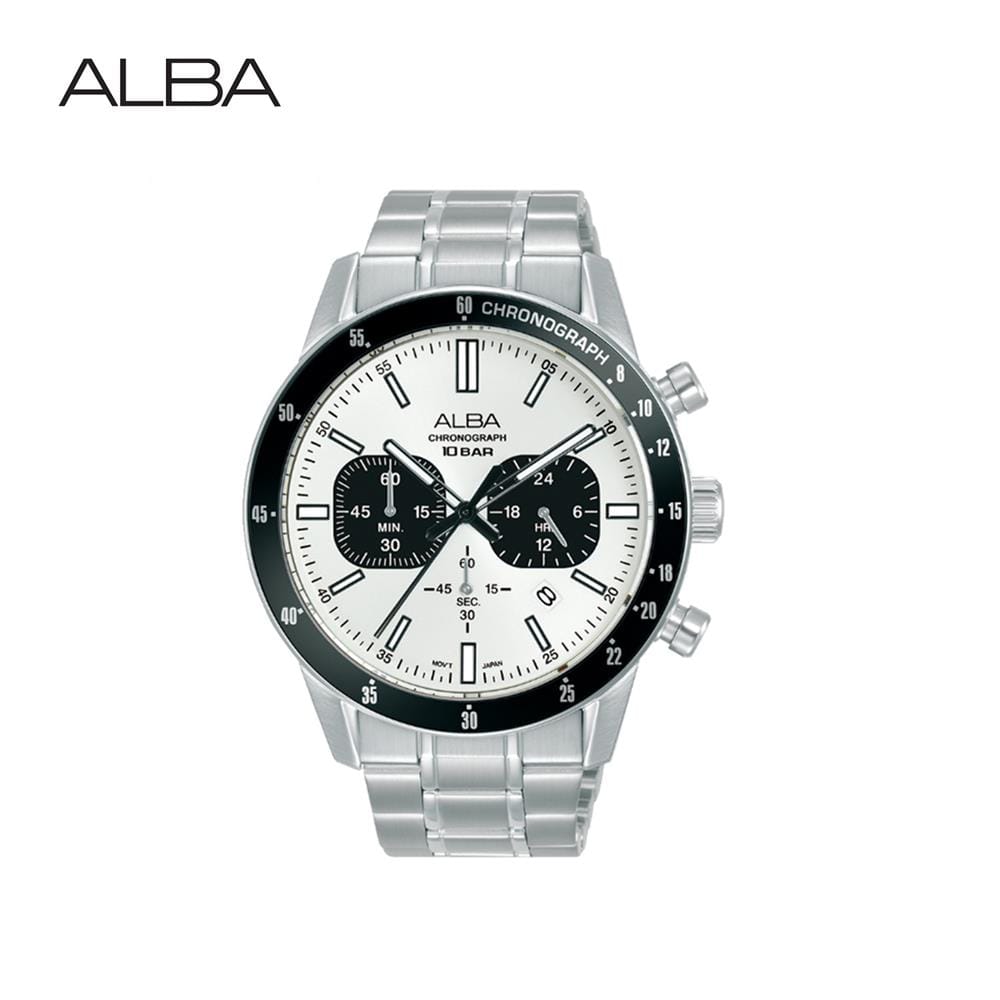 นาฬิกาข้อมือผู้ชาย ALBA รุ่น AT3J81X ขนาด 44 มม. สีขาว
