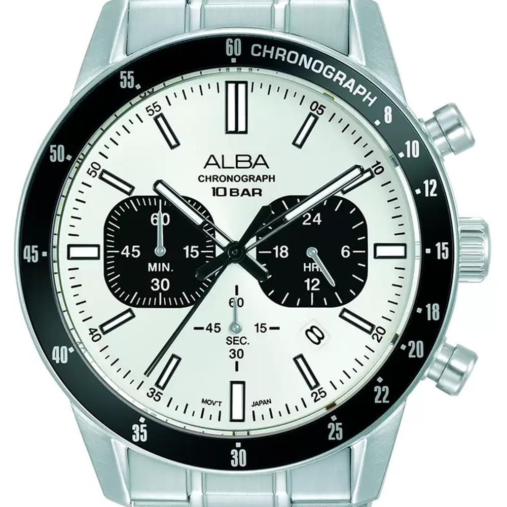 นาฬิกาข้อมือผู้ชาย ALBA รุ่น AT3J81X ขนาด 44 มม. สีขาว