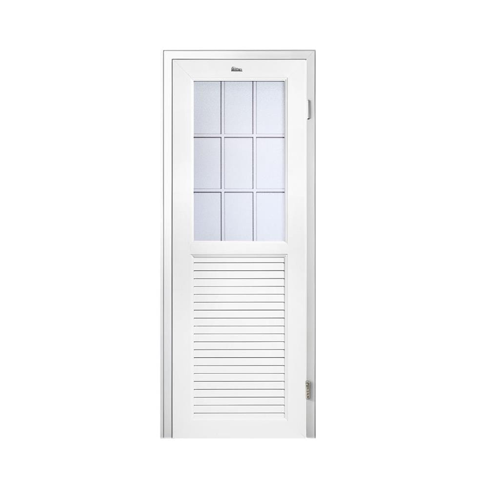 ชุดประตูห้องน้ำพร้อมวงกบ UPVC ไม่เจาะลูกบิด ASARA G932 ลาย 9 ช่อง 70x180 ซม. สีขาว