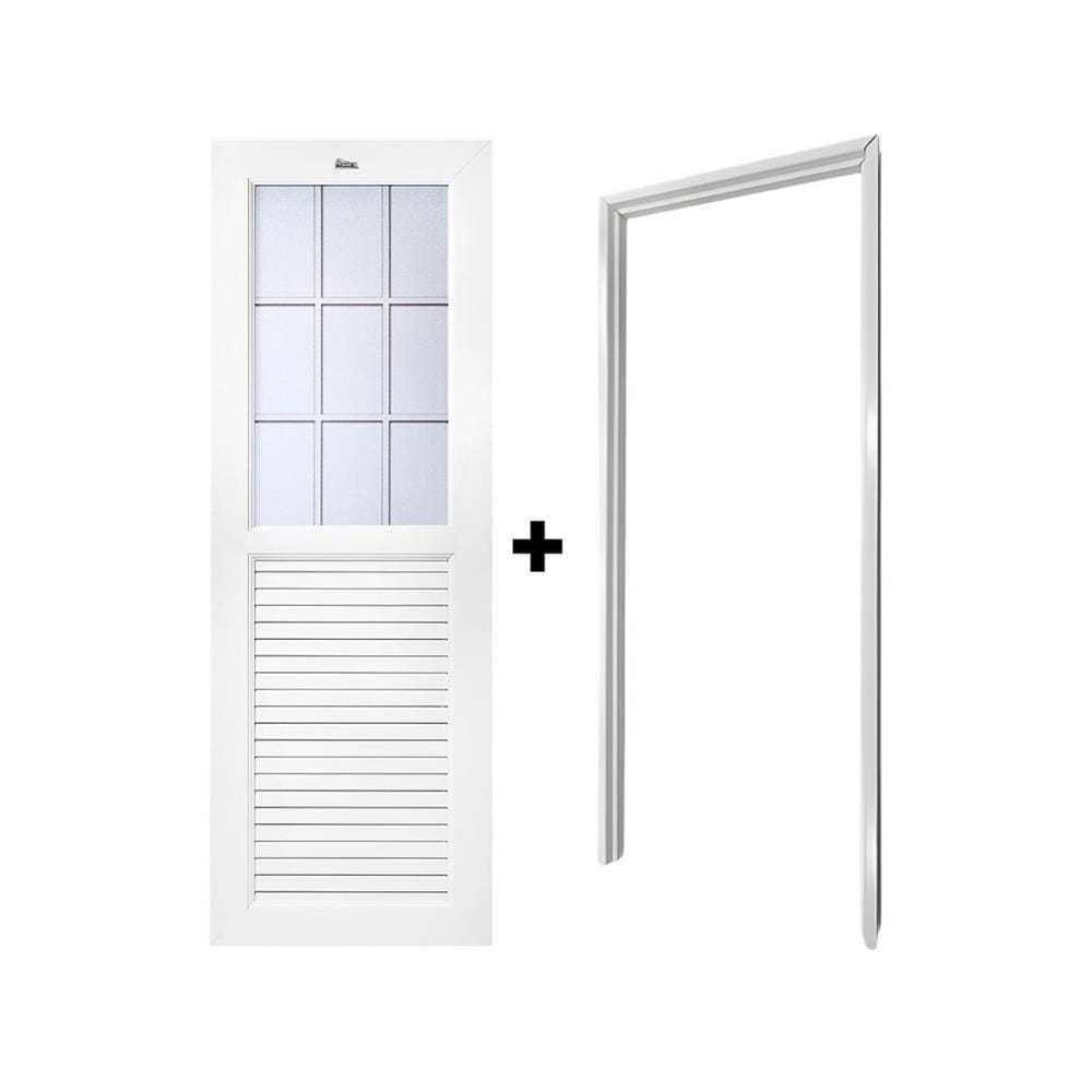 ชุดประตูห้องน้ำพร้อมวงกบ UPVC ไม่เจาะลูกบิด ASARA G932 ลาย 9 ช่อง 70x180 ซม. สีขาว