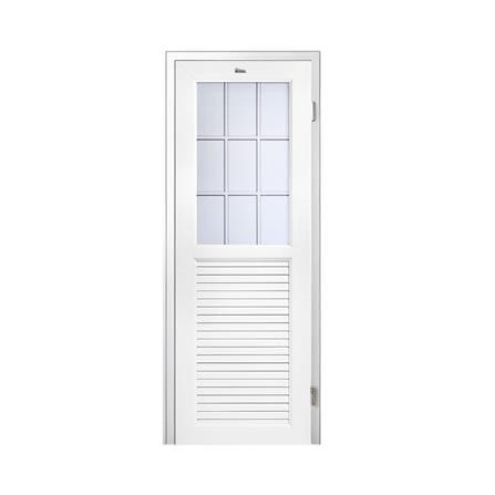 ชุดประตูห้องน้ำพร้อมวงกบ UPVC ไม่เจาะลูกบิด ASARA G932 ลาย 9 ช่อง 70x180 ซม. สีขาว_0