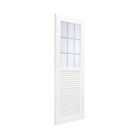 ชุดประตูห้องน้ำพร้อมวงกบ UPVC ไม่เจาะลูกบิด ASARA G932 ลาย 9 ช่อง 70x180 ซม. สีขาว_1