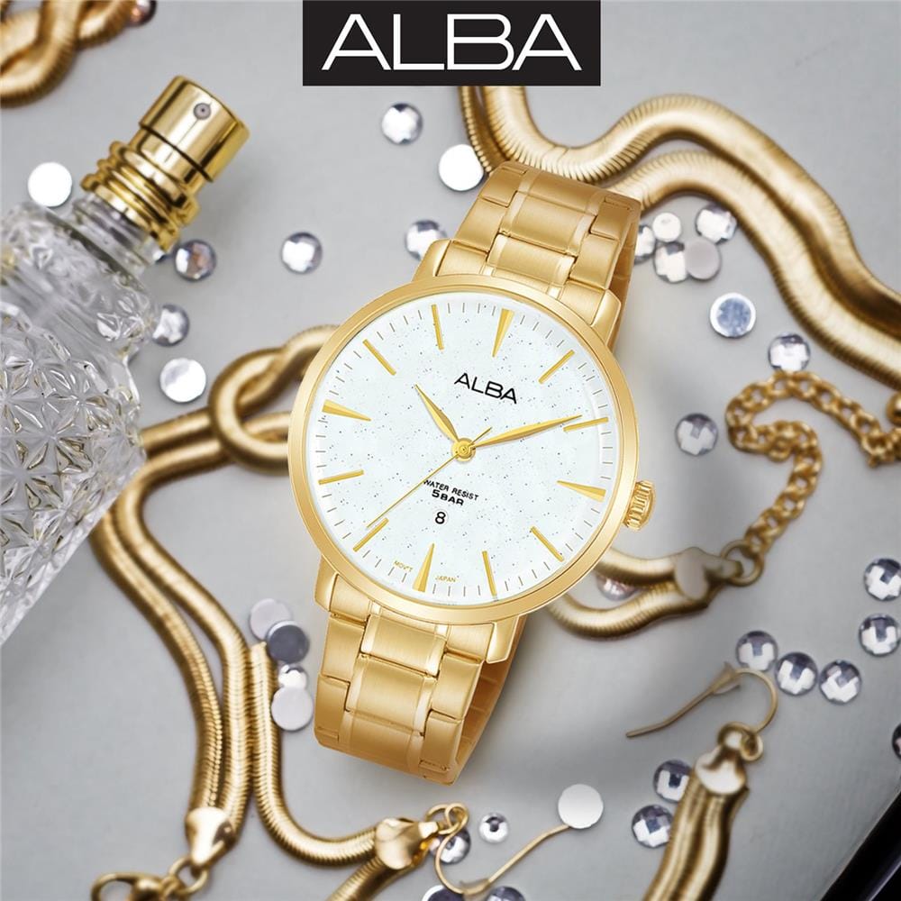 นาฬิกาข้อมือผู้หญิง ALBA รุ่น AH7W72X ขนาด 34 มม. สีขาว