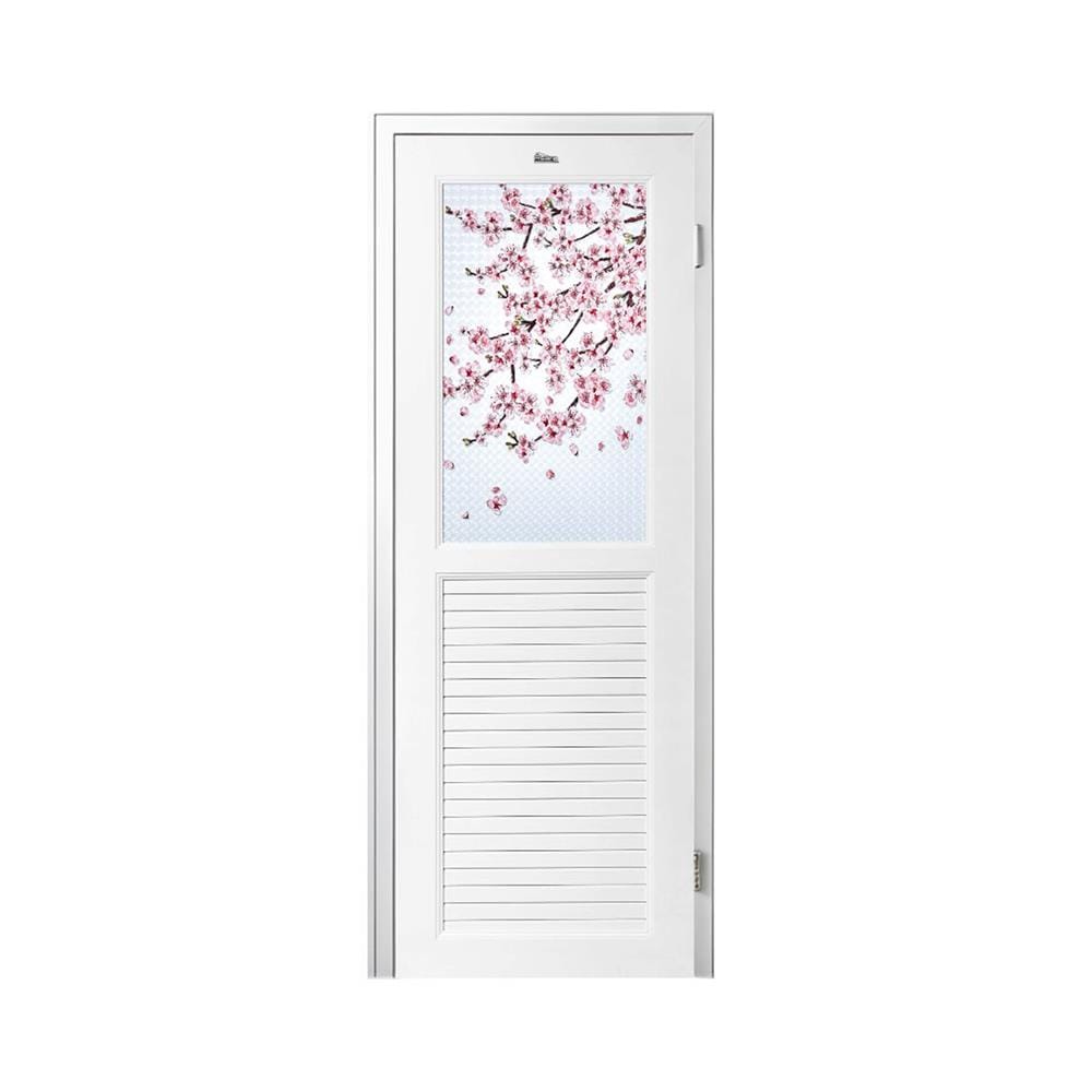ชุดประตูห้องน้ำพร้อมวงกบ UPVC ไม่เจาะลูกบิด ASARA G925 ลายซากุระ 70x180 ซม. สีขาว