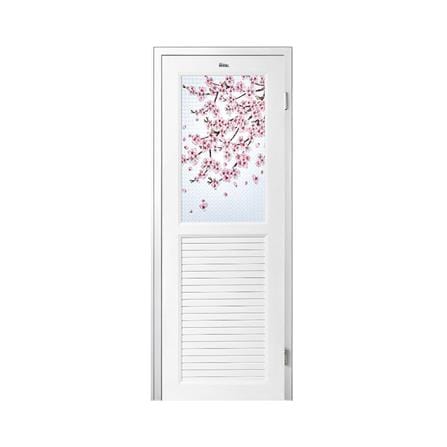 ชุดประตูห้องน้ำพร้อมวงกบ UPVC ไม่เจาะลูกบิด ASARA G925 ลายซากุระ 70x180 ซม. สีขาว_0