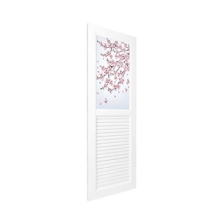 ชุดประตูห้องน้ำพร้อมวงกบ UPVC ไม่เจาะลูกบิด ASARA G925 ลายซากุระ 70x180 ซม. สีขาว_1
