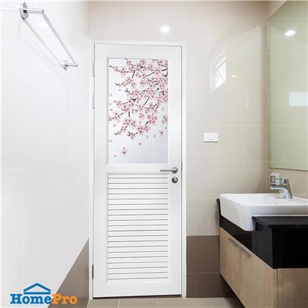 ชุดประตูห้องน้ำพร้อมวงกบ UPVC ไม่เจาะลูกบิด ASARA G925 ลายซากุระ 70x180 ซม. สีขาว_3