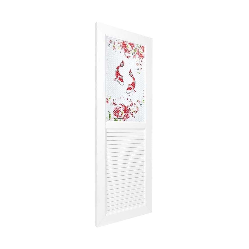 ชุดประตูห้องน้ำพร้อมวงกบ UPVC ไม่เจาะลูกบิด ASARA G924 ลายปลาคาร์ฟ 70x180 ซม. สีขาว