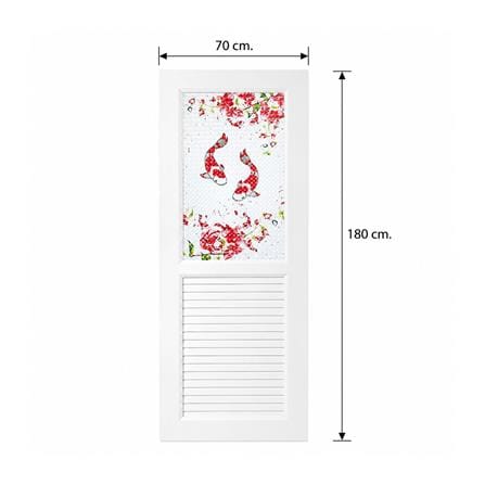 ชุดประตูห้องน้ำพร้อมวงกบ UPVC ไม่เจาะลูกบิด ASARA G924 ลายปลาคาร์ฟ 70x180 ซม. สีขาว_4