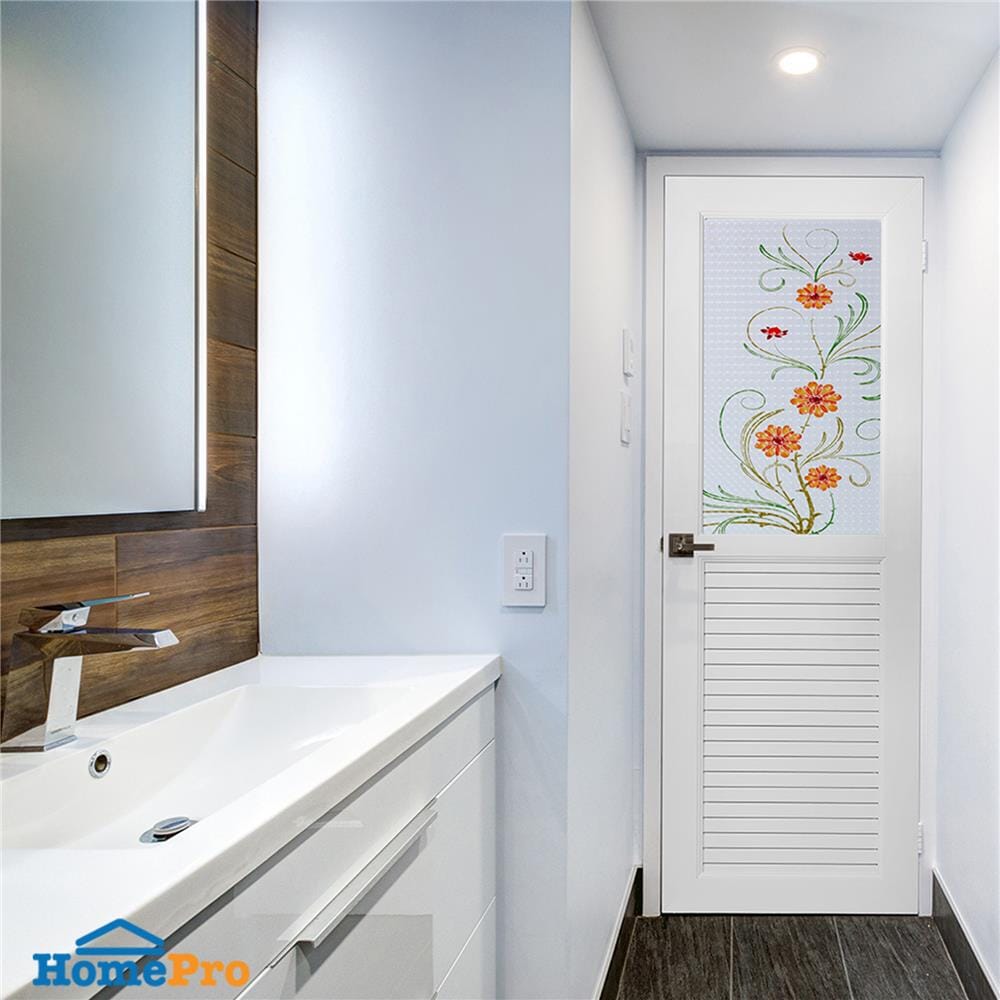 ชุดประตูห้องน้ำพร้อมวงกบ UPVC ไม่เจาะลูกบิด ASARA G923 ลายดอกไม้เหลือง 70x180 ซม. สีขาว