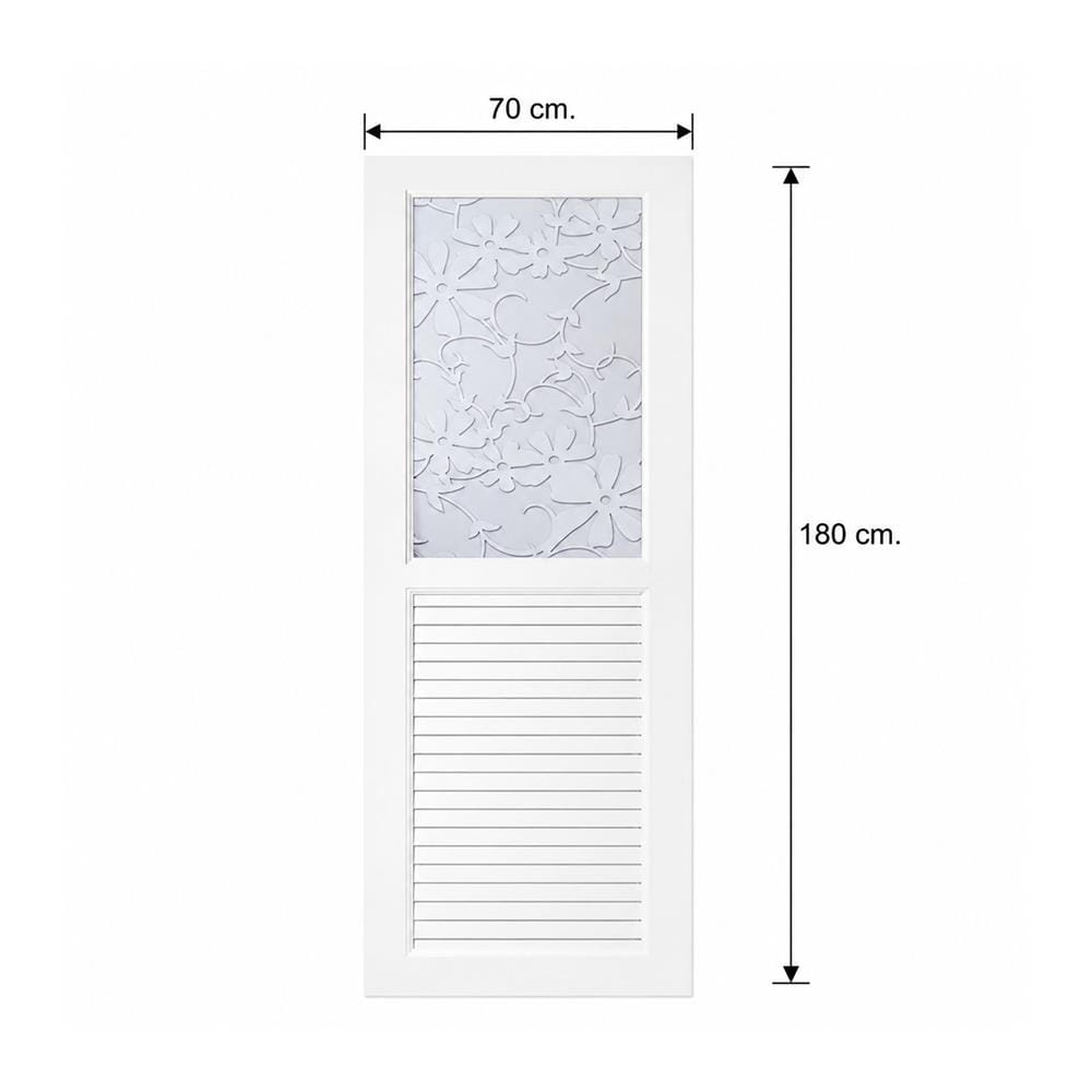 ชุดประตูห้องน้ำพร้อมวงกบ UPVC ไม่เจาะลูกบิด ASARA G931 ลายดอกไม้ขาว 70x180 ซม. สีขาว