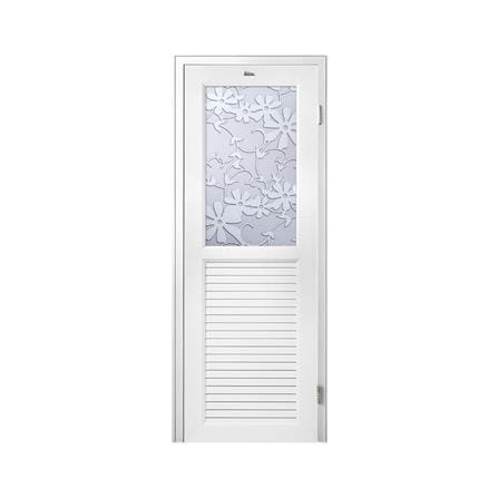 ชุดประตูห้องน้ำพร้อมวงกบ UPVC ไม่เจาะลูกบิด ASARA G931 ลายดอกไม้ขาว 70x180 ซม. สีขาว