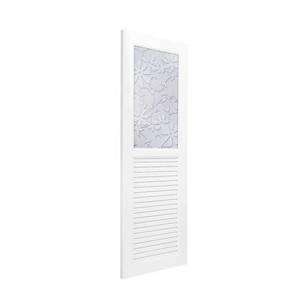 ชุดประตูห้องน้ำพร้อมวงกบ UPVC ไม่เจาะลูกบิด ASARA G931 ลายดอกไม้ขาว 70x180 ซม. สีขาว_1