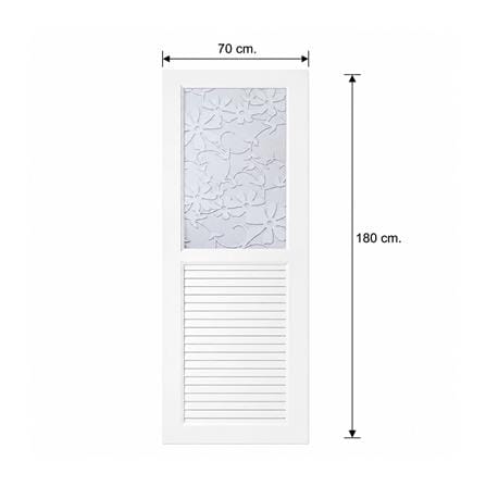ชุดประตูห้องน้ำพร้อมวงกบ UPVC ไม่เจาะลูกบิด ASARA G931 ลายดอกไม้ขาว 70x180 ซม. สีขาว_4