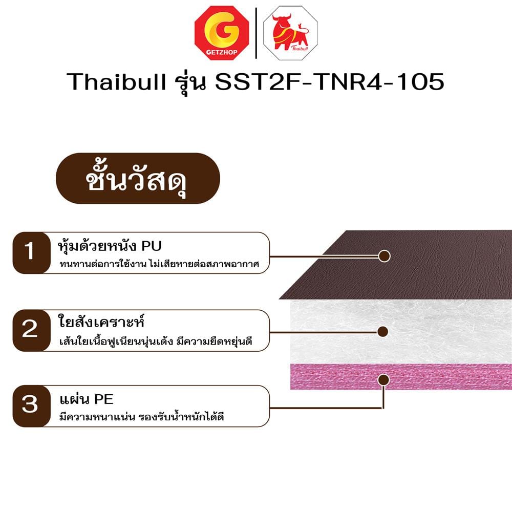 เตียง 2 ชั้น THAIBULL SST2F-TNR4-105 สีขาว