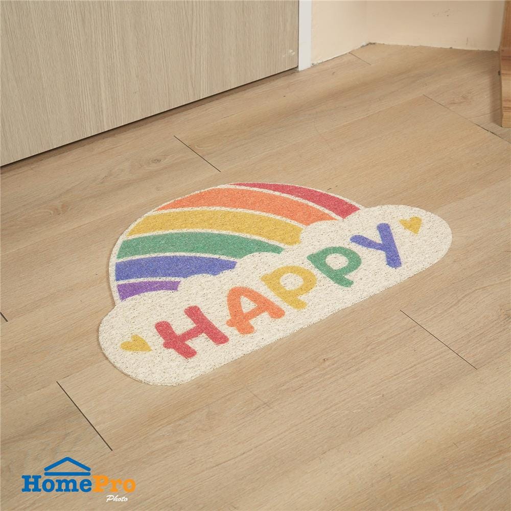 พรมเช็ดเท้าดักฝุ่น SNAZZ T-HAPPY 38x58 ซม. สีขาว