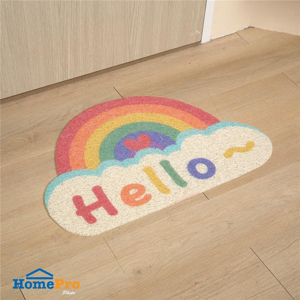 พรมเช็ดเท้าดักฝุ่น SNAZZ T-HELLO 38x58 ซม. สีขาว