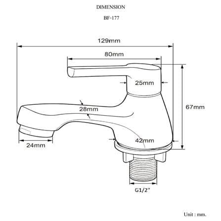 ก๊อกอ่างล้างหน้าเดี่ยวเคาน์เตอร์ HANG BF-177 สีโครม_4